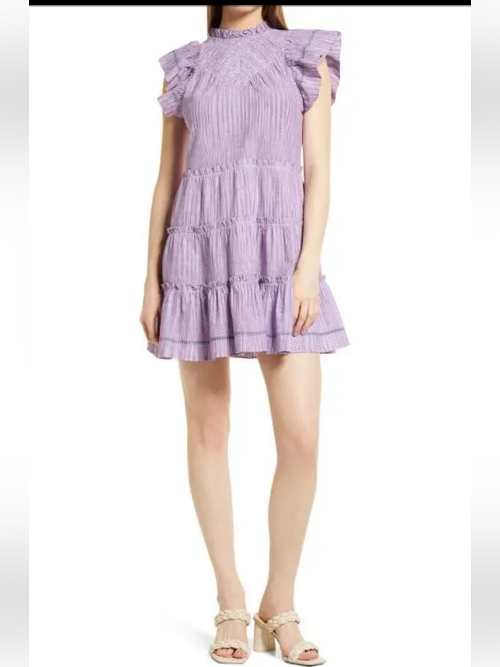 Saylor Amalia Ruffle Flutter Lavender  Sleeve Dress size Medium